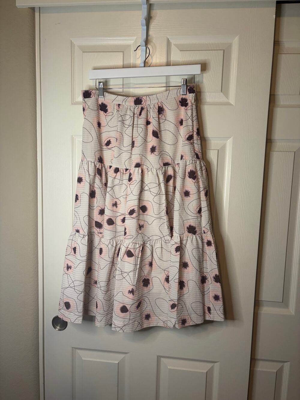 Women’s Baum und Pferdgarten Pink Floral Tiered Midi Skirt Eu 38/ US 6 NWT